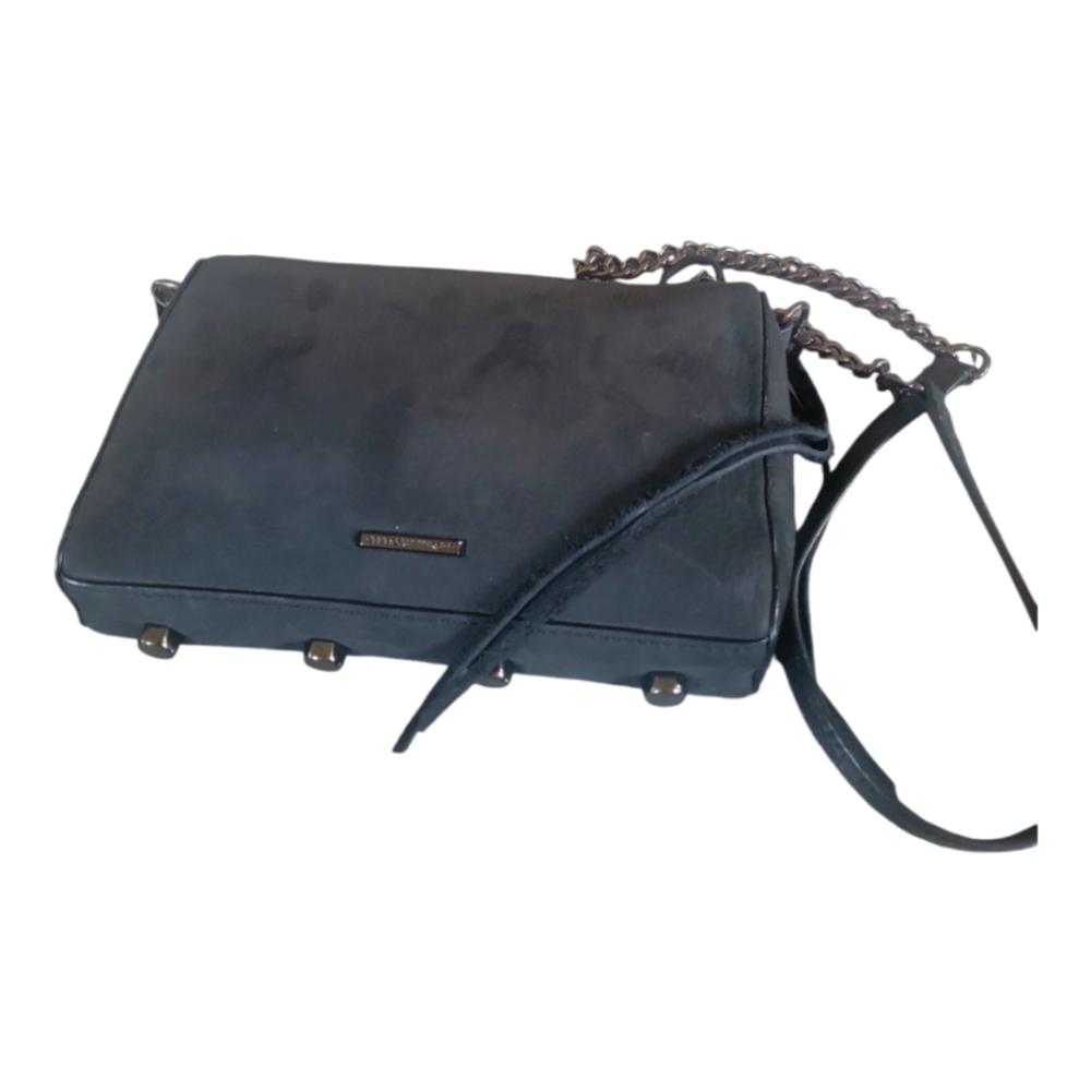 Rebecca Minkoff Black Suede Chainlink Leather Black Studded Tassel Crossbody Bag